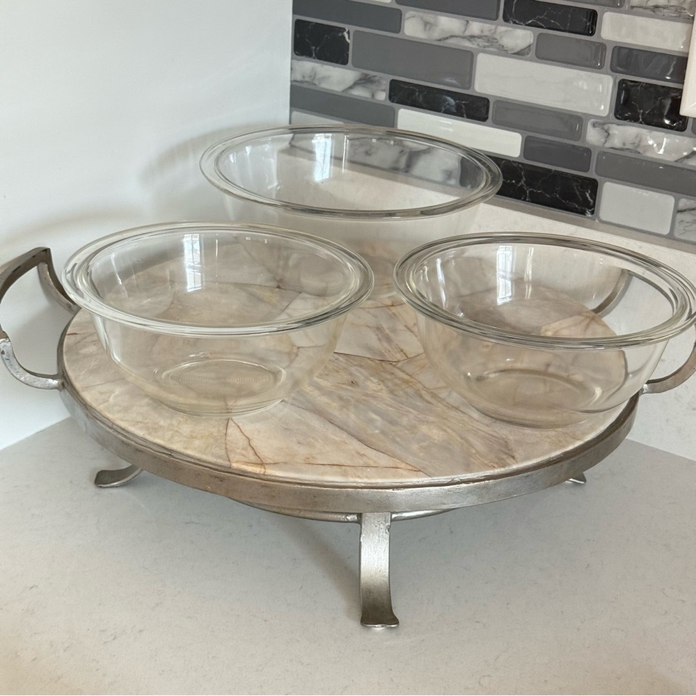 Set‎ of 3 Pyrex Clear Glass Mixing Bowls Set